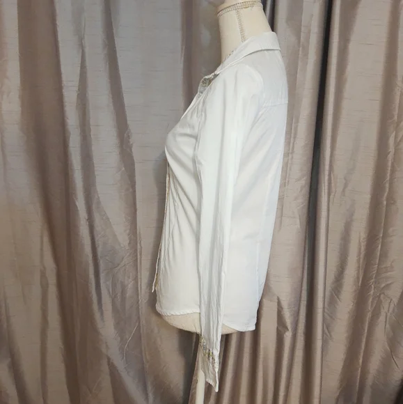 Joe Browns white long sleeve shirt UK 8 Paisley collar & sleeve trim - Picture 4 of 10